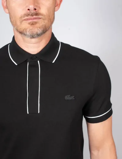 Lacoste Paris Stretch Piqué Polo Shirt | Black