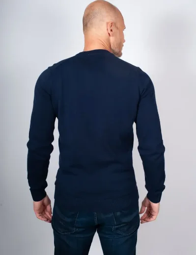 Lacoste Monochrome Crew Neck Cotton Sweater | Navy