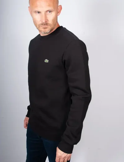 Men's Lacoste Fleece Crew Neck Sweatshirt | Black