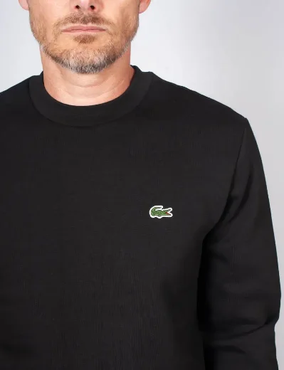Men's Lacoste Fleece Crew Neck Sweatshirt | Black