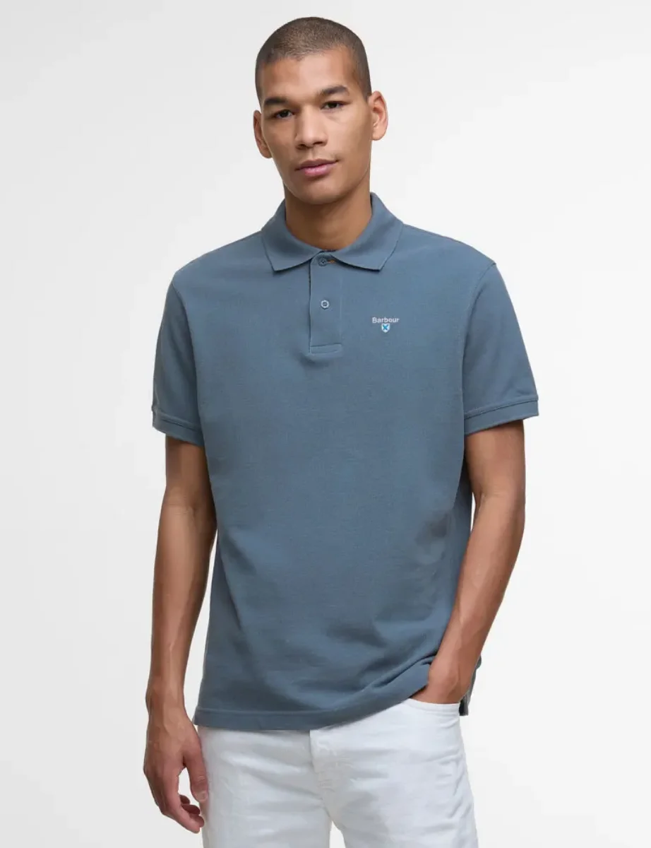 Barbour Tartan Pique Polo Shirt | Blue Stone
