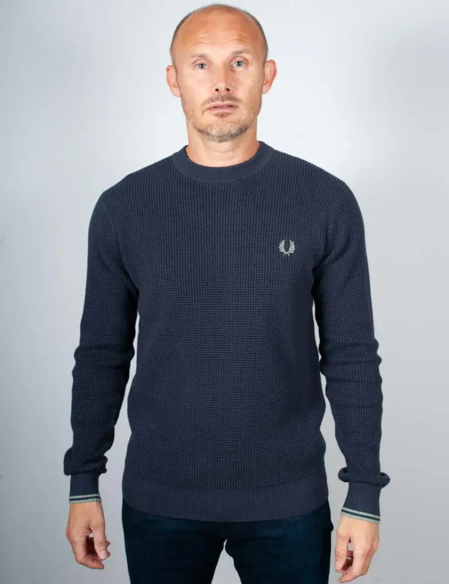 Fred Perry Waffle Stitch Jumper | Dark Airforce 