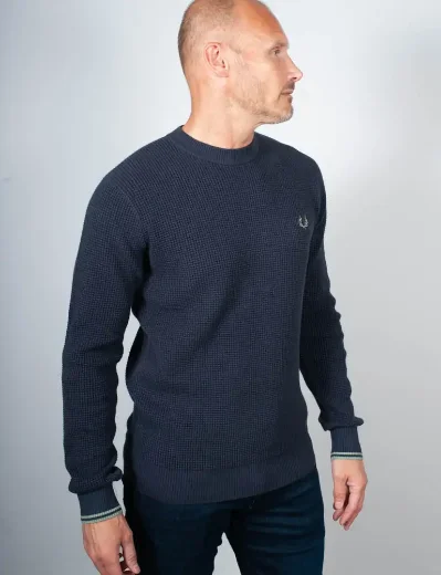 Fred Perry Waffle Stitch Jumper | Dark Airforce 