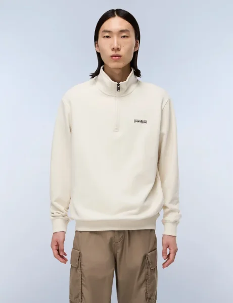 Napapijri B-Small Box Half Zip Sweat | Beige Dimity Napapijri B-Small Box Half Zip Sweat | Beige Dimity
