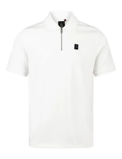 Luke Penrith Zip Neck Short Sleeve Polo Shirt | White