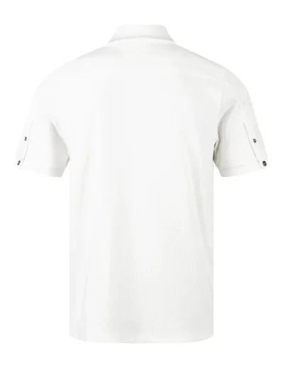 Luke Penrith Zip Neck Short Sleeve Polo Shirt | White