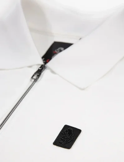 Luke Penrith Zip Neck Short Sleeve Polo Shirt | White