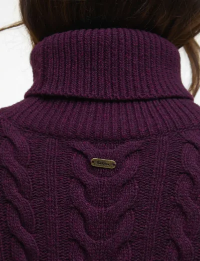 Barbour Womens Embleton Roll Neck Jumper | Black Cherry