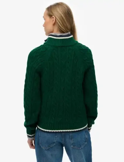 Superdry Slim Cable Half Zip Knit | Sharp Green