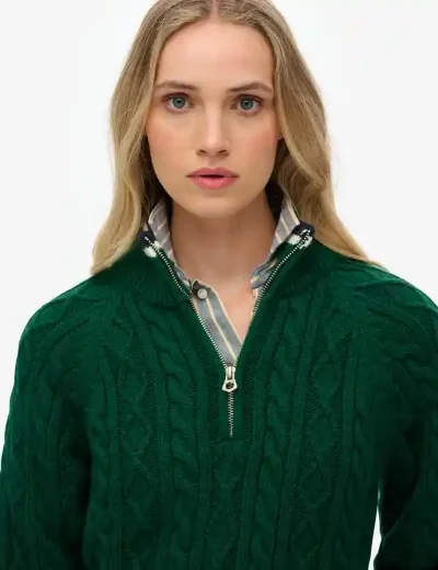 Superdry Slim Cable Half Zip Knit | Sharp Green