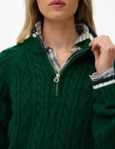 Superdry Slim Cable Half Zip Knit | Sharp Green