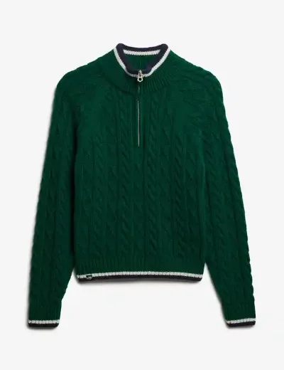 Superdry Slim Cable Half Zip Knit | Sharp Green