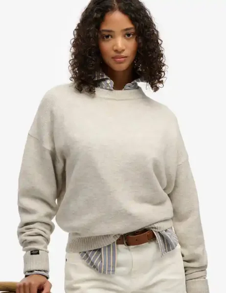 Superdry Slouchy Crew Neck Jumper | Oatmeal Twist Superdry Slouchy Crew Neck Jumper | Oatmeal Twist
