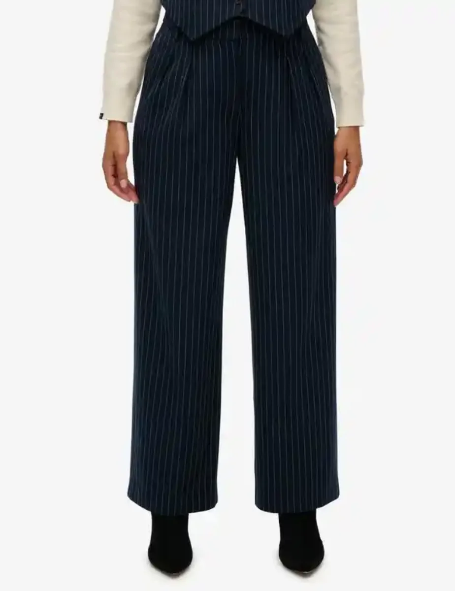 Superdry Mid Rise Pinstripe Trouser | Navy