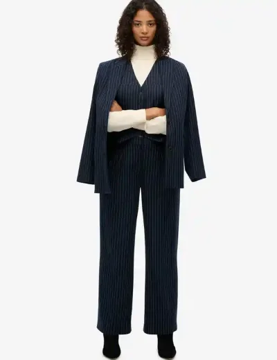 Superdry Mid Rise Pinstripe Trouser | Navy