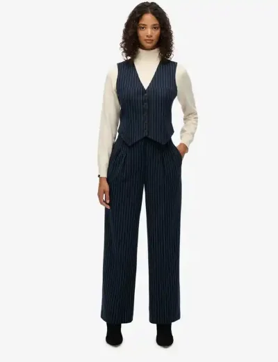 Superdry Mid Rise Pinstripe Trouser | Navy