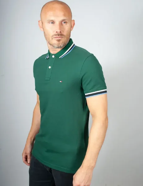 Tommy Hilfiger Slim Fit Tipped Polo Shirt | Ornamental Green Tommy Hilfiger Slim Fit Tipped Polo Shirt | Ornamental Green