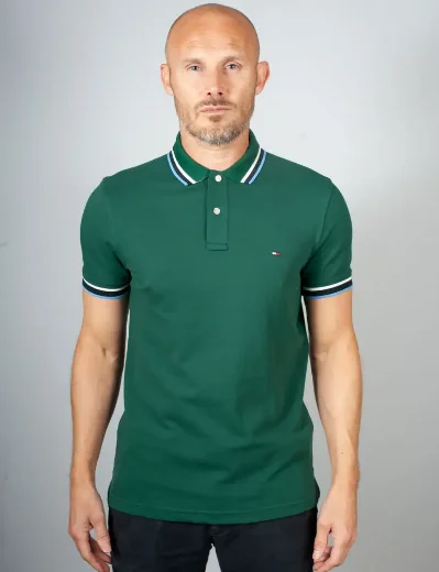 Picture of Tommy Hilfiger Slim Fit Tipped Polo Shirt | Ornamental Green