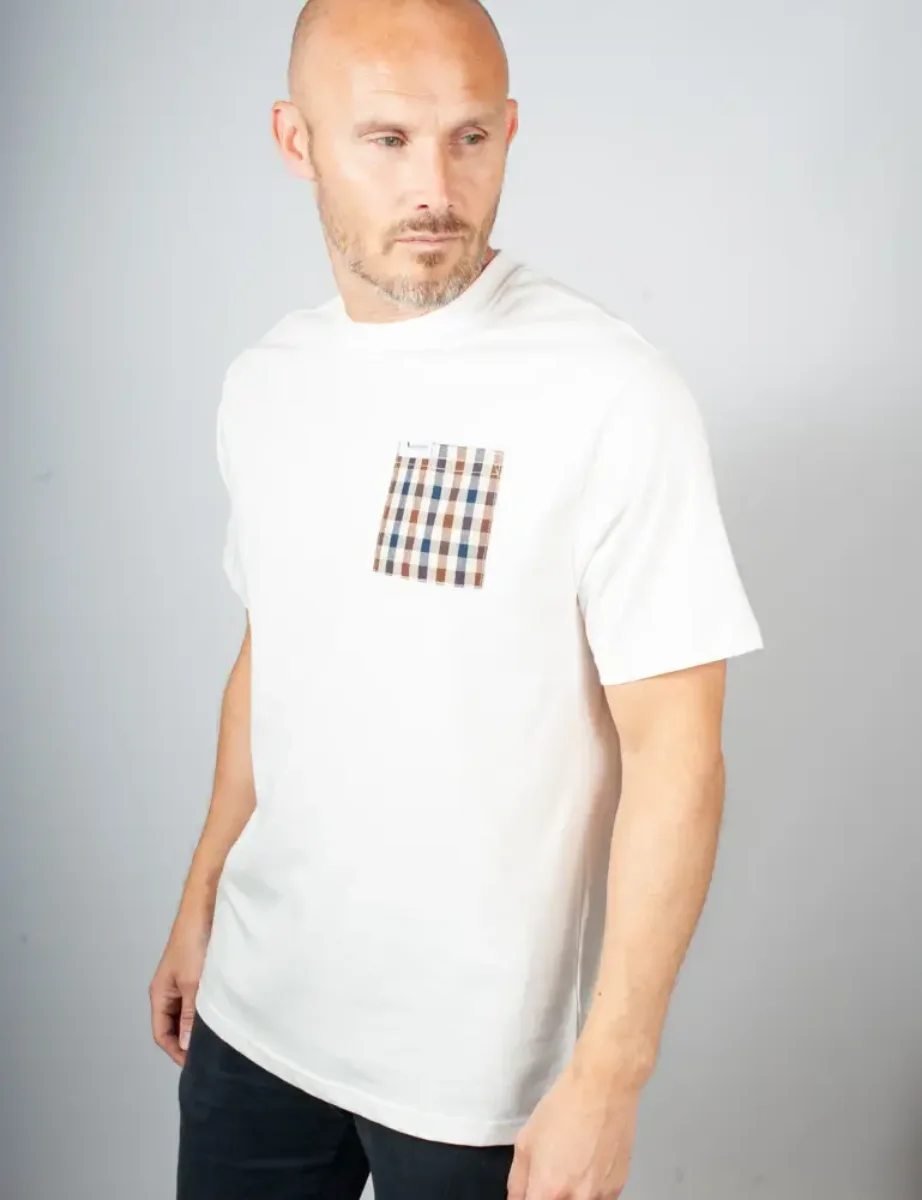 Aquascutum Active Iconic Club Check Pocket T-Shirt | Old White
