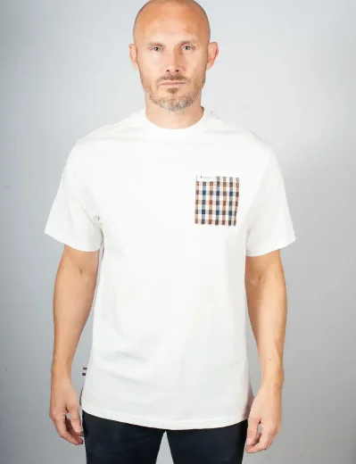Aquascutum Active Iconic Club Check Pocket T-Shirt | Old White