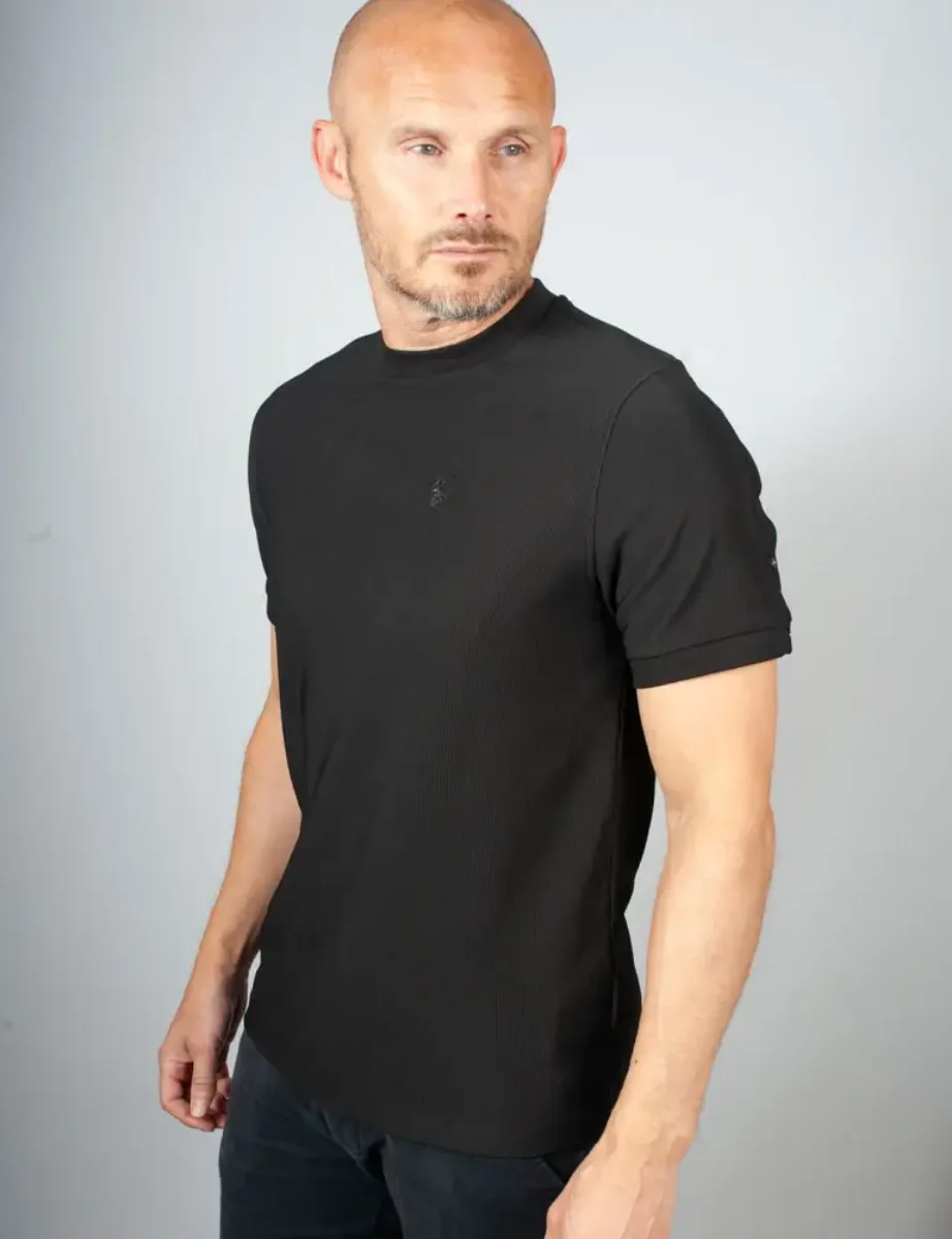 Luke Keswick Rib Detail Crew T-shirt | Black