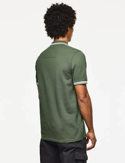 Picture of Weekend Offender Levanto Tipped Polo Shirt | Black Forest / Calcium