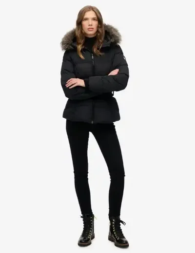 Superdry Womens Fuji Belted Puffer Jacket | Black