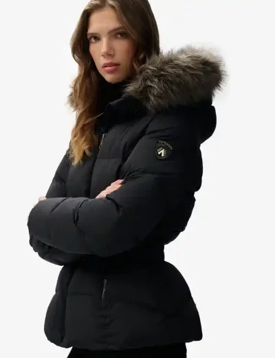 Superdry Womens Fuji Belted Puffer Jacket | Black