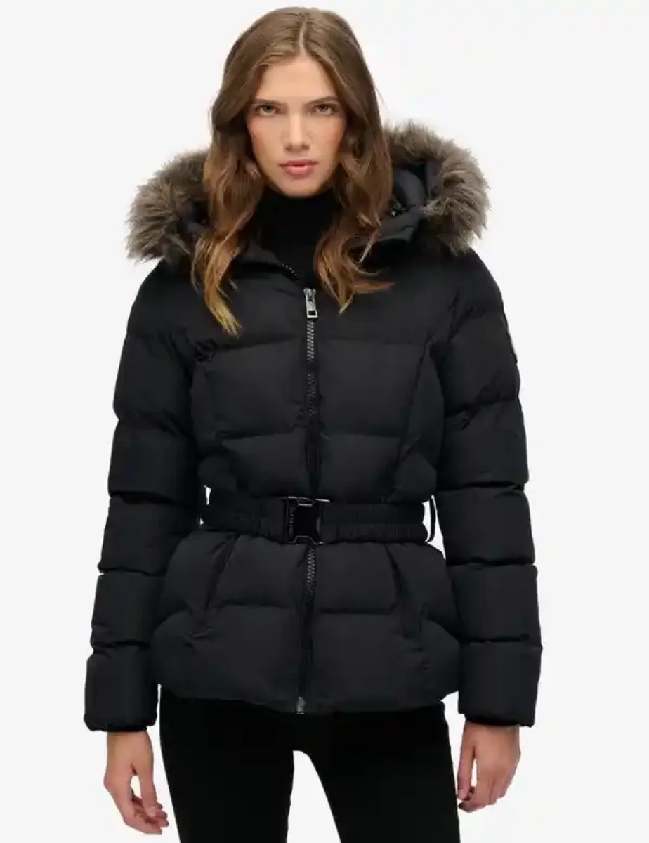 Superdry Womens Fuji Belted Puffer Jacket | Black