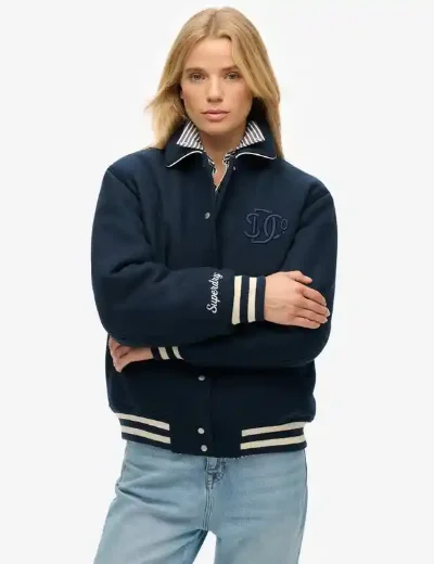 Superdry Womens Country Club Wool Bomber | Blueberry Navy