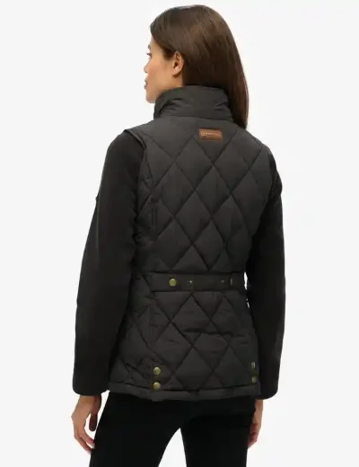 Superdry Womens Cord Trimmed Liner Gilet | Black