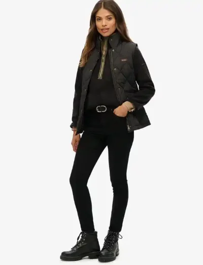 Superdry Womens Cord Trimmed Liner Gilet | Black