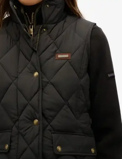 Superdry Womens Cord Trimmed Liner Gilet | Black