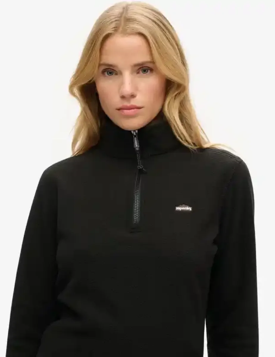 Superdry Womens Polar Fleece Half Zip Jumper | Black