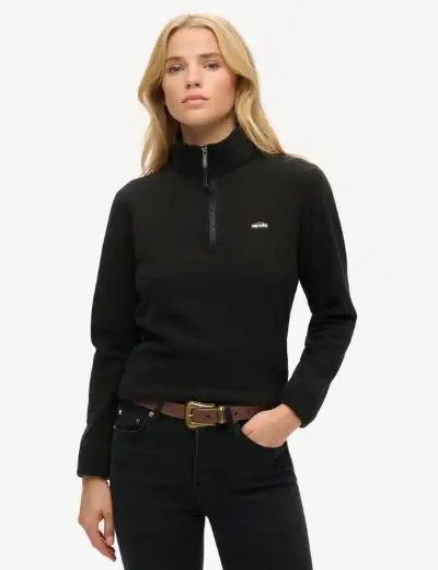 Superdry Womens Polar Fleece Half Zip Jumper | Black