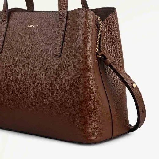 Radley Dukes Place Textured Medium Zip-top Grab Bag | Chocolate