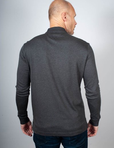Tommy Hilfiger Long Sleeve Zip interlock Polo | Dark Grey Heather