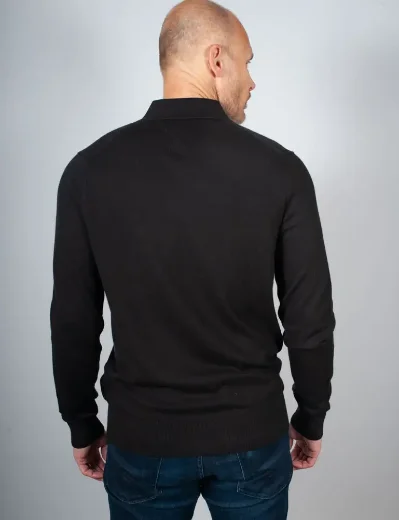 Tommy Hilfiger Pima Organic Cashmere Long Sleeve Polo | Black