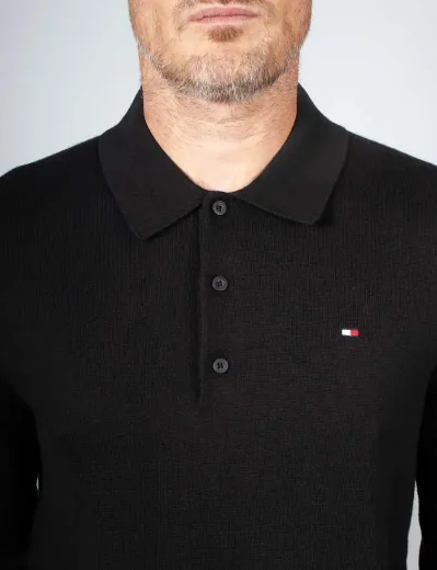 Tommy Hilfiger Pima Organic Cashmere Long Sleeve Polo | Black