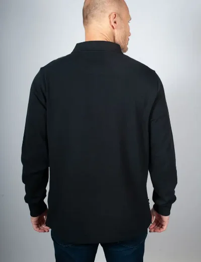 Aquascutum Active Check Shoulder Stripes L/S Polo / Black