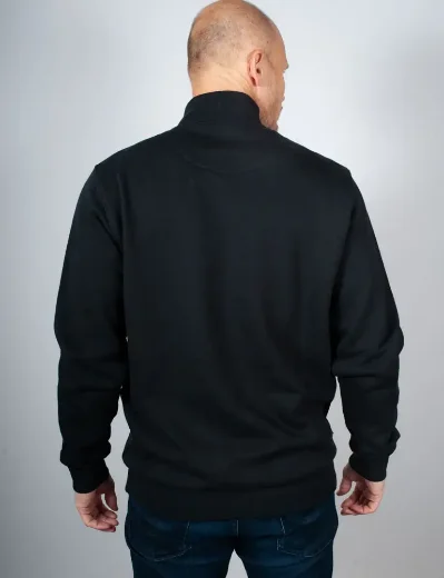 Aquascutum Active Club Check Shoulder 1/4 Zip Sweatshirt / Black