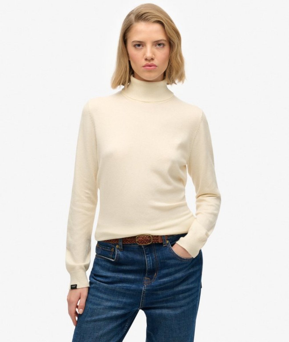 Superdry Classic Turtle Neck Jumper | Cream Marl