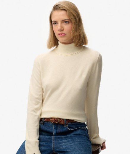 Superdry Classic Turtle Neck Jumper | Cream Marl