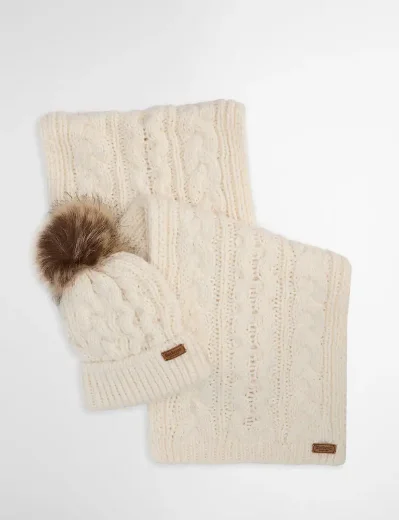 Barbour Women's Penshaw Hat and Scarf Set | Clouds