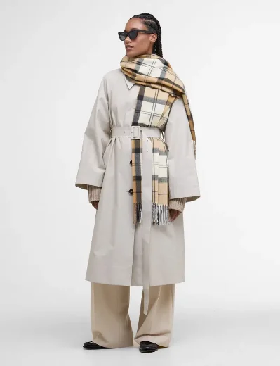 Barbour Womens Hailes Tartan Scarf | Hessian Navy Tartan