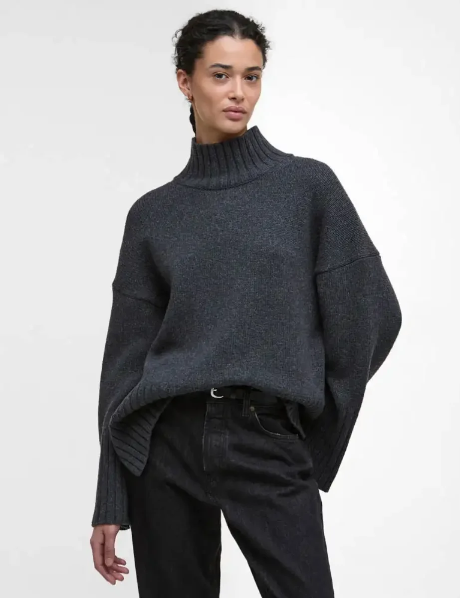 Barbour Serena High Neck Knit Jumper | Charcoal