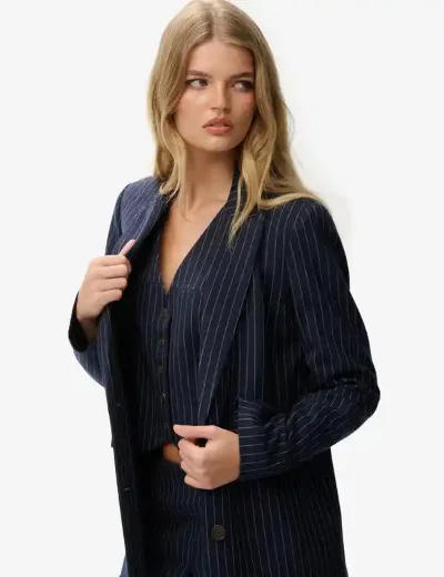 Superdry Pinstripe Boyfriend Blazer | Navy
