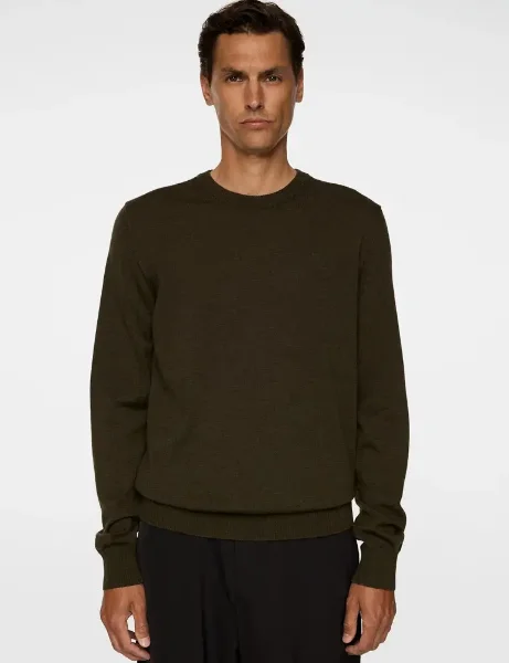 J.Lindeberg Keane Merino Crew Neck | Forest Green Melange J.Lindeberg Keane Merino Crew Neck | Forest Green Melange
