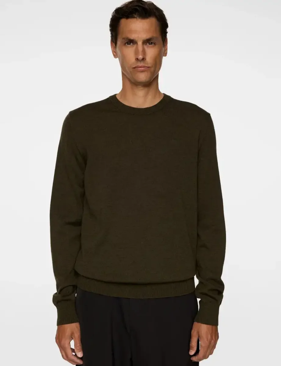 J.Lindeberg Keane Merino Crew Neck | Forest Green Melange