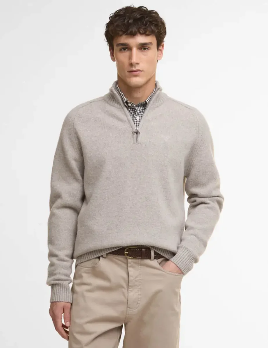 Barbour Grangetown Half Zip Jumper | Light Grey